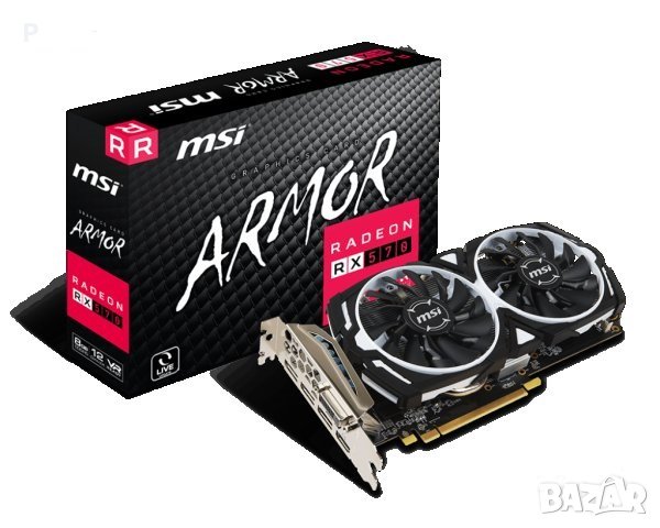 Продавам  radeon armor  rx 570 4gb - Перфектна ,като нова с кутия, снимка 2 - Видеокарти - 39497720