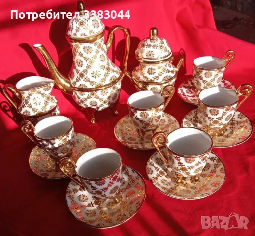 СЕРВИЗ ЗА КАФЕ С МНОГО ПОЗЛАТА