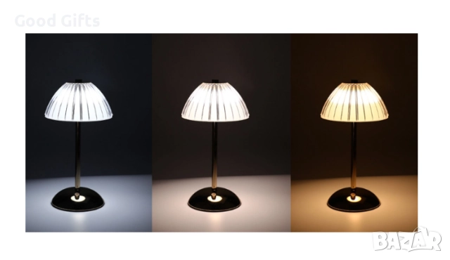 Безжична LED настолна лампа с 3 регулируеми цвята на светлината, снимка 4 - Лед осветление - 52236481