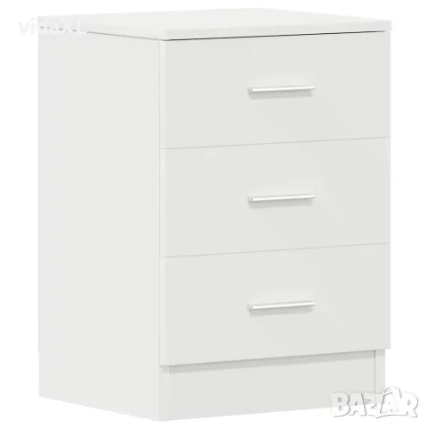 vidaXL Нощно шкафче, бяло, 38x35x56 см, инженерно дърво