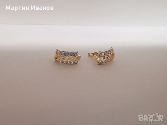 Златни обеци с цирконий 1, снимка 7 - Обеци - 35945126
