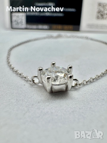 Сребърна гривна с мойсанит (Диамант) 1 карат, снимка 6 - Гривни - 53820718