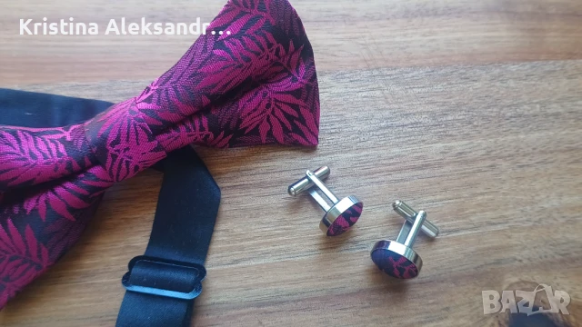 НОВО Папионка от 100% коприна с копчета за ръкавели, снимка 4 - Други - 50568430