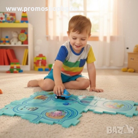 Килимче за игра тип пъзел с писта Kruzzel, включени 3 бр. коли, 25 части, снимка 3 - Игри и пъзели - 44098752