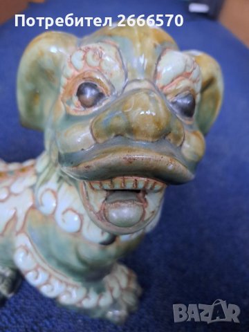  Vintage Large Ceramic Foo Dog Statue      Китаиски порцелан , китайско кучие, снимка 4 - Антикварни и старинни предмети - 41681370