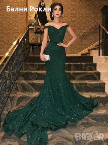 Бална рокля от пайети в зелено, снимка 1 - Рокли - 40621803