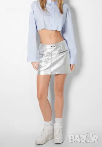 Супер модна пола в сребристо, снимка 3 - Поли - 47274412