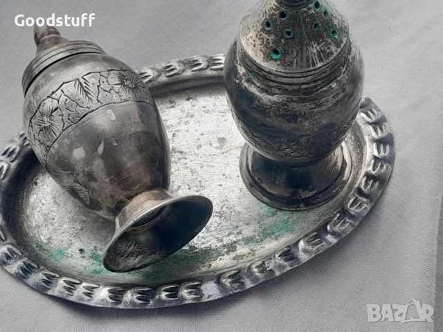 Посребрени солници,лот,Арт Деко, гравирани, с чинийка, снимка 8 - Антикварни и старинни предмети - 52514984