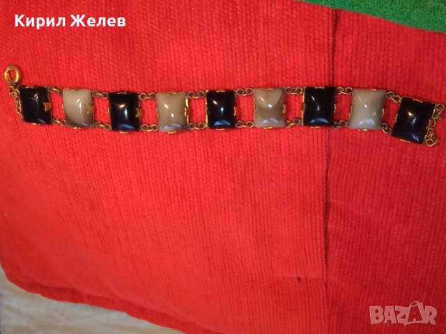 СТАРИННА СКЪПОЦЕННА БРОНЗОВА РЕТРО АРТ ДЕКО ГРИВНА с ДЕБЕЛА ПОЗЛАТА и ШЛИФОВАНИ КАМЪНИ ЯСПИС 38654, снимка 18 - Антикварни и старинни предмети - 41638355