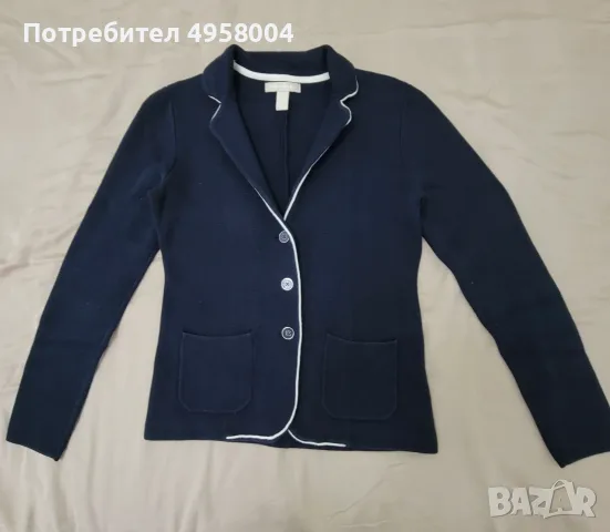 Дамска синя плетена жилетка с дълъг ръкав Banana Republic, размер XS, снимка 2 - Блузи с дълъг ръкав и пуловери - 56208616