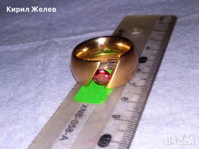 ВЕЛИКОЛЕПЕН с ДЕБЕЛА ПОЗЛАТА и ФАСЕТИРАН ГРАНАТ АРТ ПРЪСТЕН от БЛАГОРОДНА НЕРЪЖДАЕМА СТОМАНА 38670, снимка 17 - Пръстени - 41622884