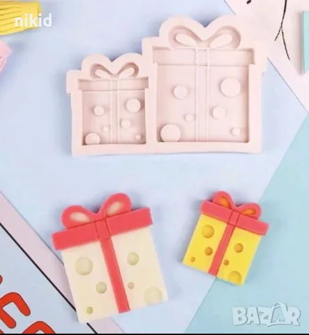 малък голям подарък подаръци плитъксиликонов молд форма фондан шоколад декор