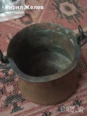 Старо бакърче менче с дръжки 53650, снимка 3 - Антикварни и старинни предмети - 53420868