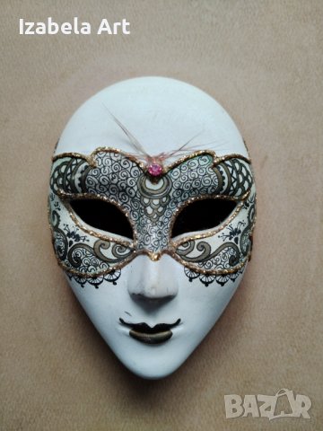 Декоративна италианска керамична маска за стена, снимка 3 - Статуетки - 44406472