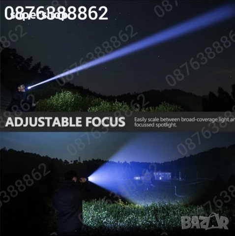 ПРОМО! Мощен Лед фенер 900000W POLICE 24см,USB, Акумулаторен, Зуум, Водоустойчив, снимка 14 - Екипировка - 41764132