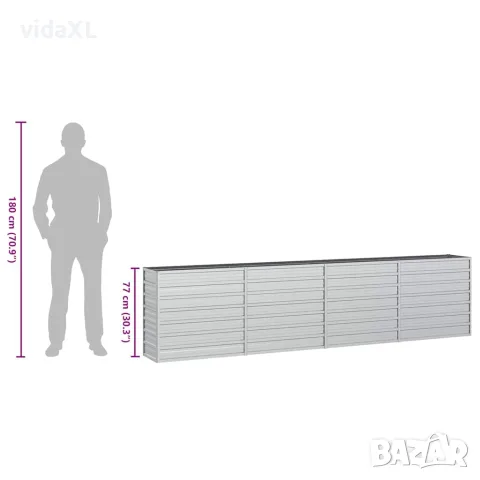 vidaXL Повдигната градинска леха, 320x40x77 см, стомана, сребриста, снимка 8 - Саксии и кашпи - 56146605