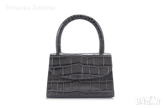 Дамска чанта BY FAR grey croc mini 