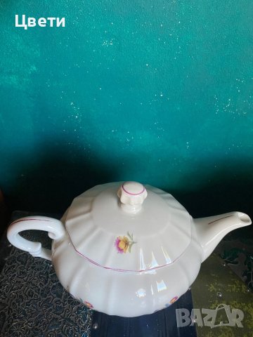 Порцеланов чайник с Ириси , снимка 5 - Антикварни и старинни предмети - 41815710
