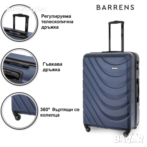 БЕЗПЛАТНА ДОСТАВКА Мултифункционален куфар с компактен размер BARRENS E001, 90 (NAVY), снимка 3 - Куфари - 50653629