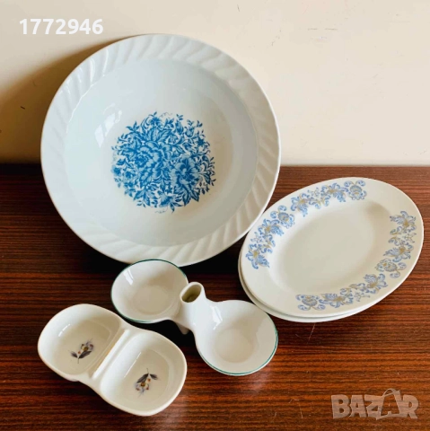 Порцеланови купа, чинии, солница, плато, снимка 1