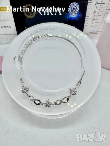 Сребърна гривна с мойсанит (Диамант) 1.5 карата, снимка 6 - Гривни - 53646827