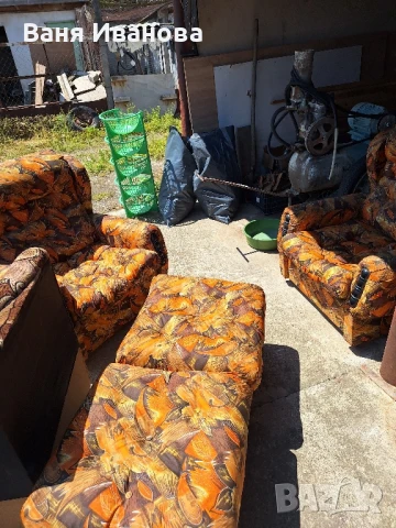 Диван с 2 табуретки и 2 фотьойла, снимка 3 - Дивани и мека мебел - 50509011