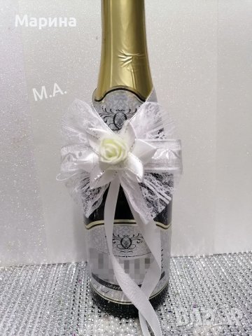 Украса за сватбени чаши (вариант 2), снимка 2 - Сватбени аксесоари - 41388128