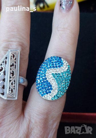 Сребърен пръстен с камъни "Swarovski" / проба 925 и печат Житен клас , снимка 13 - Пръстени - 29064168