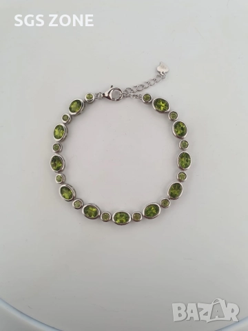 Сребърна гривна 925 с естествен топаз, перидот или цитрин, снимка 6 - Гривни - 52374680