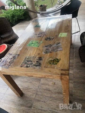 ПРОДАВАМ МАСИВНА МАСА ОТ ЕКЗОТИЧНО ТИКОВО ДЪРВО , снимка 2 - Маси - 38731641