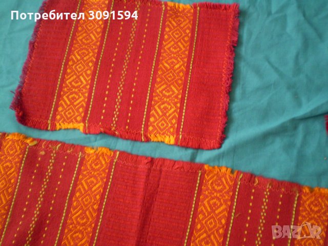 Традиционна червена  българска покривка с 6 салфетки  Българска шевица, снимка 4 - Покривки за маси - 35726574