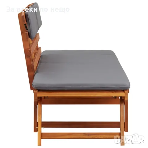 2-в-1 Градинска кушетка с възглавница, 190 см, акация масив Код P191, снимка 7 - Градински мебели, декорация  - 49457792
