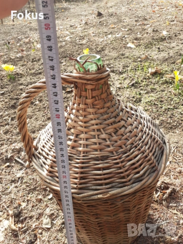 Стара стъклена дамаджана оплетена с ратан, снимка 6 - Антикварни и старинни предмети - 53363940