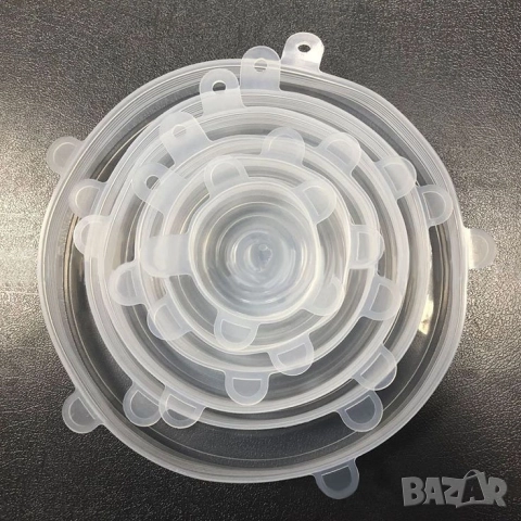 Комплект от 6 броя силиконови капаци за храна