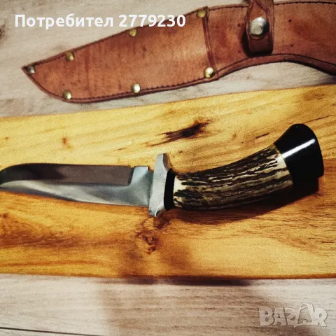 Ловен масивен нож с дръжка от еленов рог. Нов!, снимка 3 - Ножове - 49910145