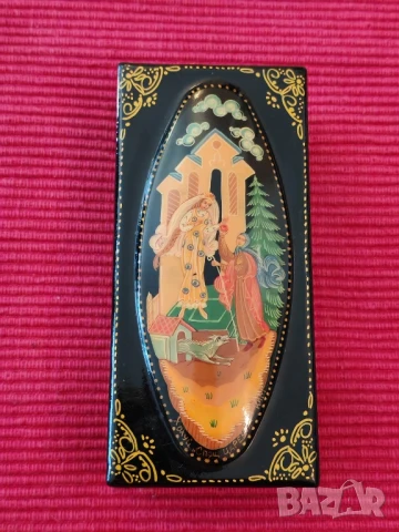 Стара руска лакирана кутийка, авторска, СССР. , снимка 3 - Антикварни и старинни предмети - 50641240