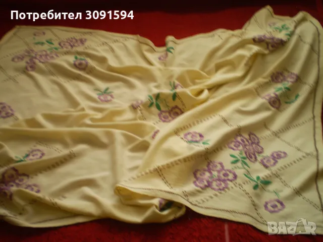   Ретро покривки за маса с бродирани цветя, снимка 4 - Антикварни и старинни предмети - 49561969