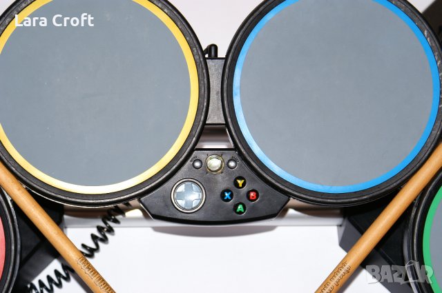 Xbox 360 Rock Band жични барабани в комплект с педал и палки, снимка 4 - Аксесоари - 40438973