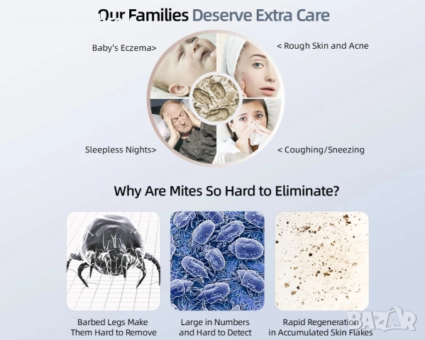 Прахосмукачка за матраци и акари Dibea с UV светлина, снимка 2 - Прахосмукачки - 52735863