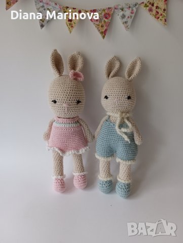 Детски плетени играчки, играчка зайче, подарък за дете, ръчно правена играчка