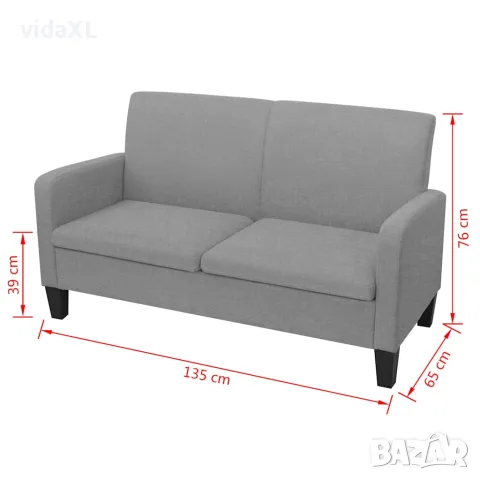 vidaXL Двуместен диван, 135х65х76 см, светлосив, снимка 4 - Дивани и мека мебел - 56146386