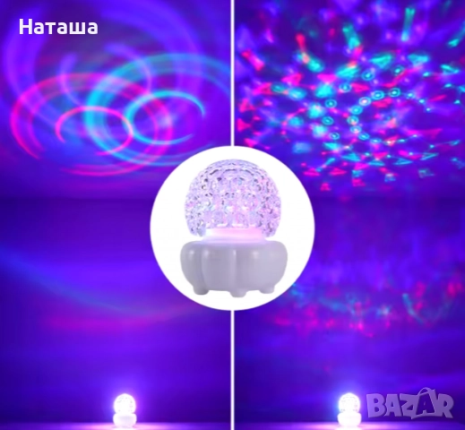Коледна кристална въртяща се топка LED светлина