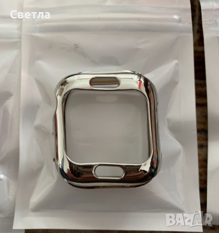 Kейс за Apple Watch, Нови -  силиконови, 2 бр - 1бр-41мм, цвят сребро и 1бр-40мм,цвят розов, снимка 3 - Смарт часовници - 41182616