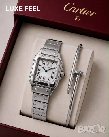 Cartier ⚜️Часовник + Гривна ⚜️, снимка 4 - Дамски - 55709540