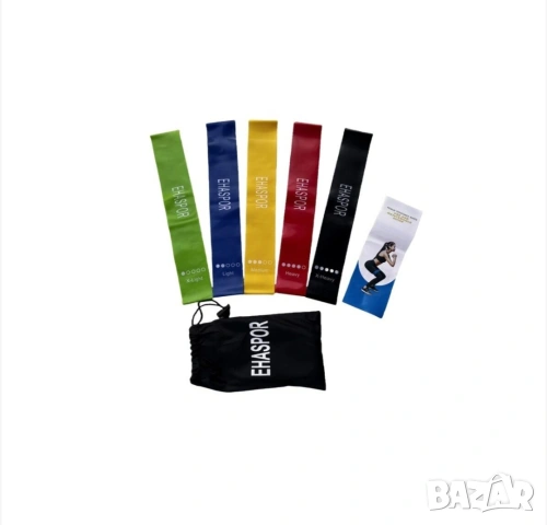 Комплект от 5 ластика EHASPOR за тренировки, йога и пилатес, еластични, многоцветни, с чанта , снимка 7 - Фитнес уреди - 53637685
