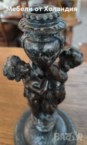 двойка антикварни бронзови свещници, снимка 7 - Антикварни и старинни предмети - 53561921