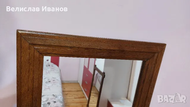 Правоъгълно винтидж огледало с масивна дървена рамка в отлично състояние., снимка 5 - Антикварни и старинни предмети - 48453642