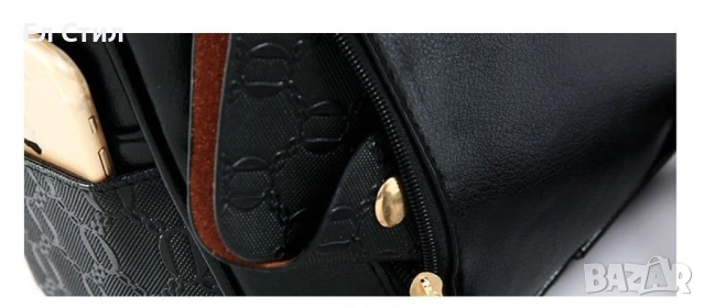Комплект раница и 3 чантички / Цвят: Черен, снимка 6 - Раници - 53309916