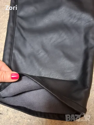 Черен кожен панталон ХХС размер , снимка 2 - Панталони - 48837207