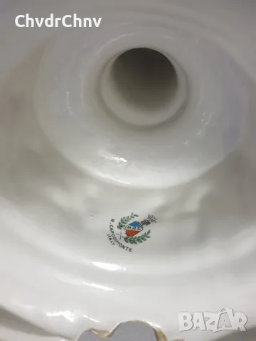 Capodimonte 29см/Каподимонте голям стар италиански порцеланов свещник-бонбониера/дете-злато, снимка 7 - Антикварни и старинни предмети - 49118135